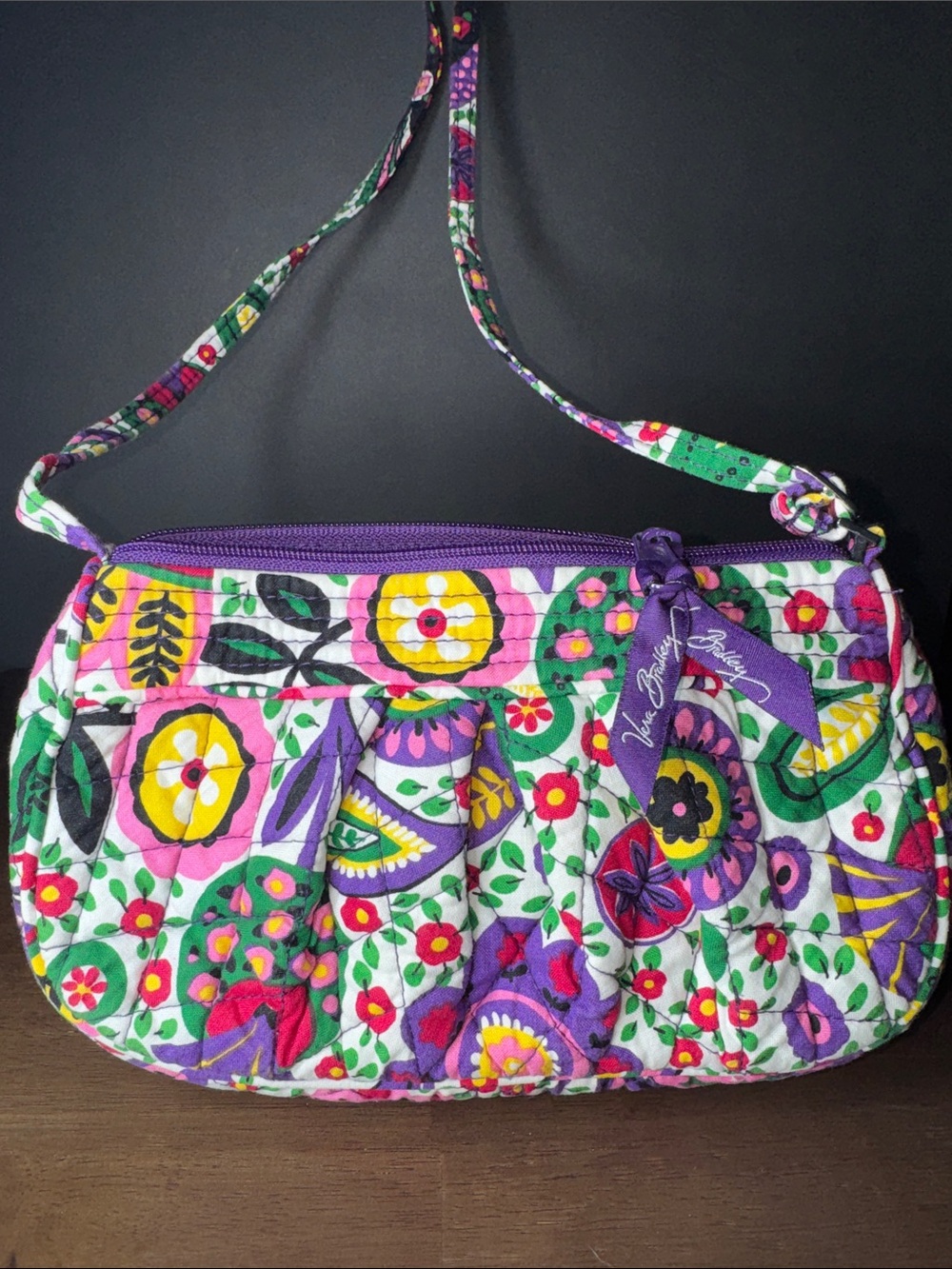Vera Bradley Quilted Floral Crossbody Bag in Purple and Multicolor